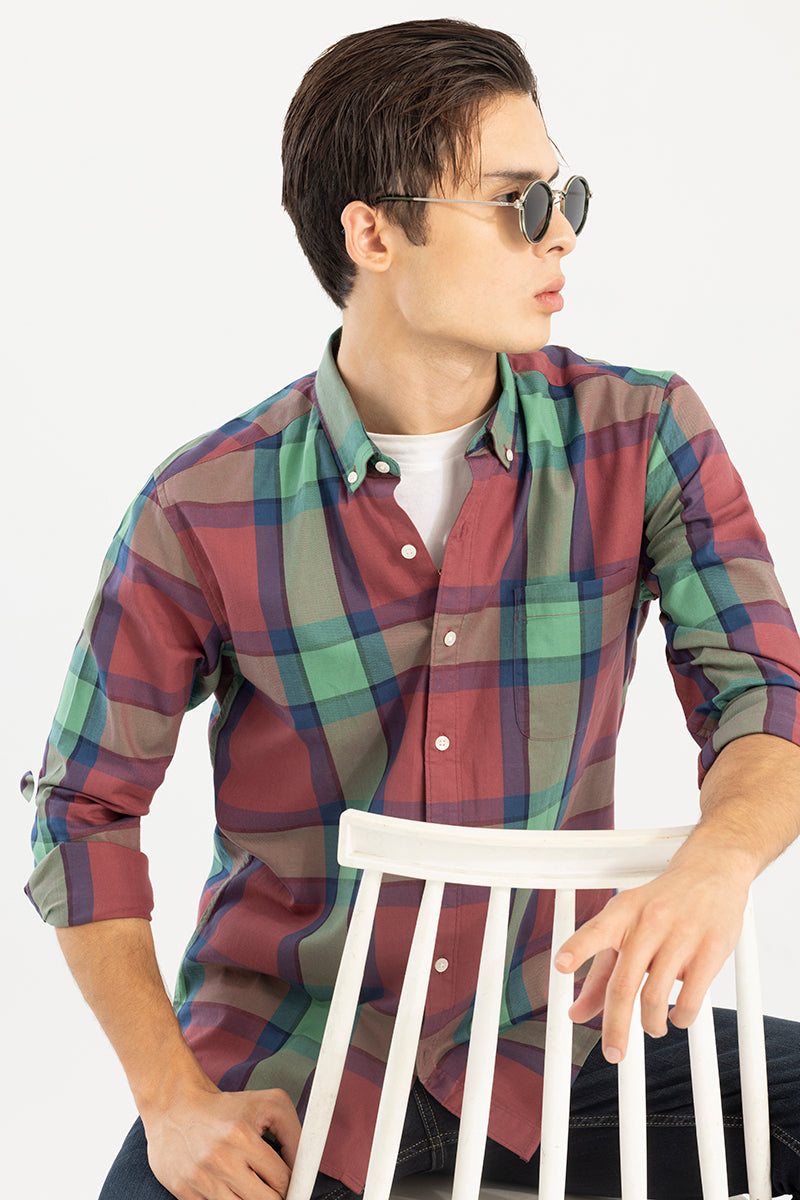 Buy Men's Bold Boundary Check Red Shirt Online | SNITCH