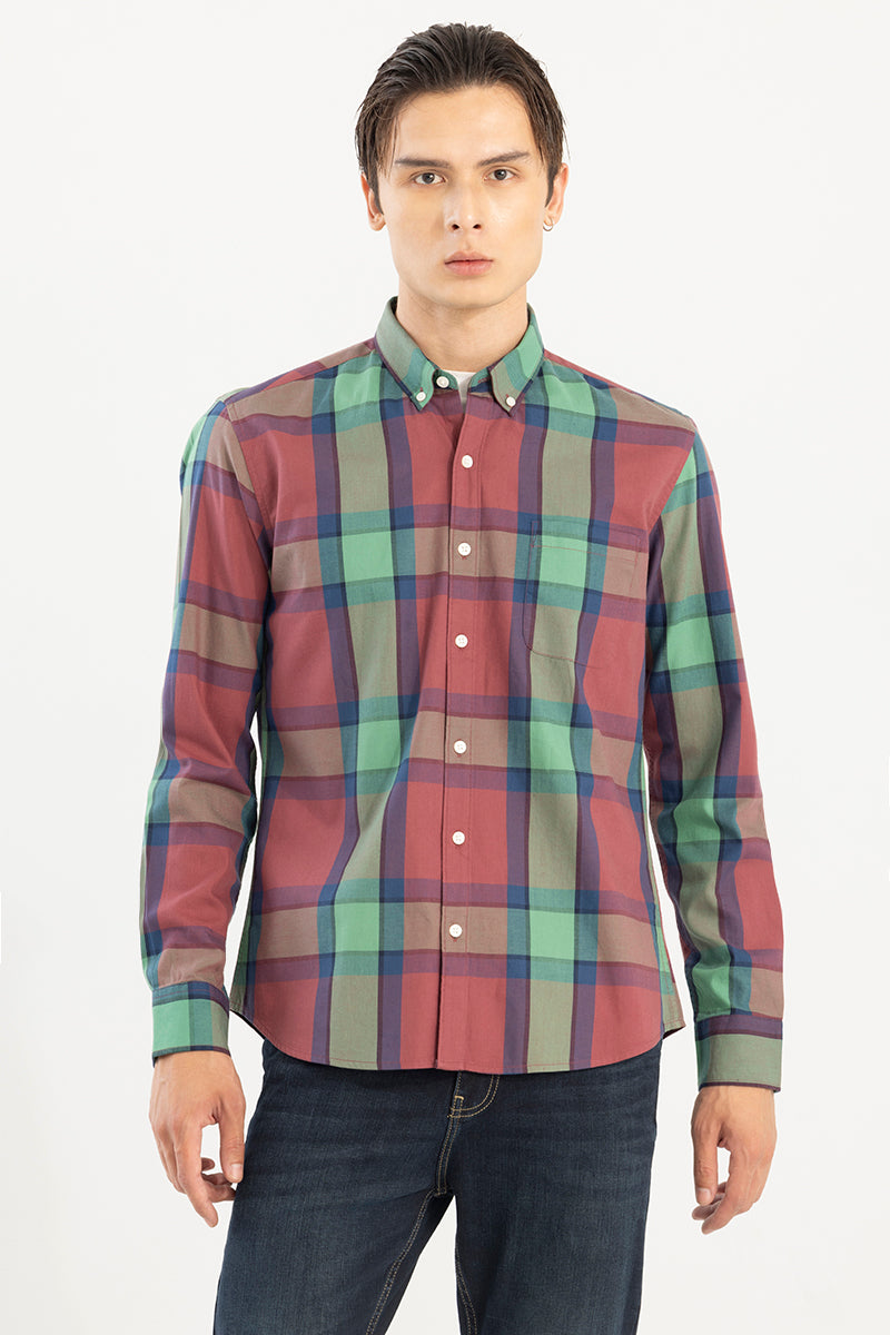 Buy Men's Bold Boundary Check Red Shirt Online | SNITCH