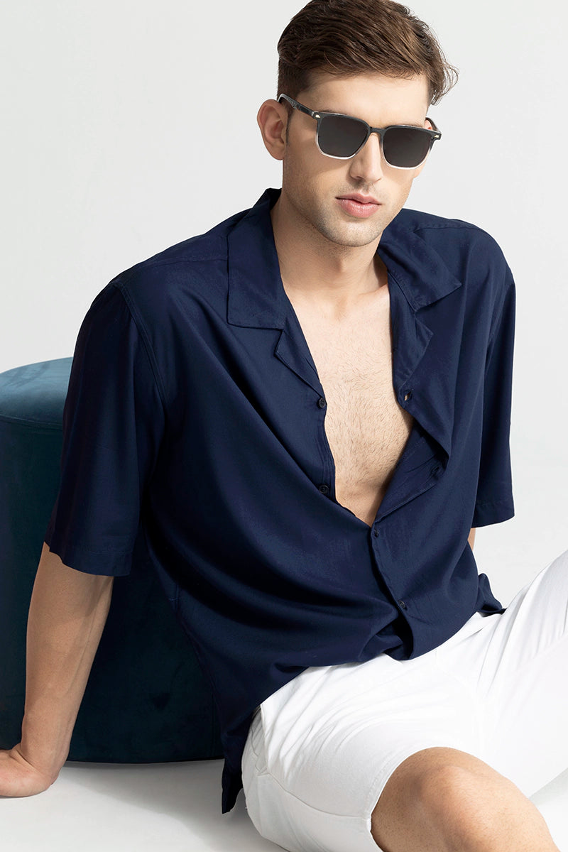 Buy Men's Mateo Dark Blue Oversized Shirt Online | SNITCH