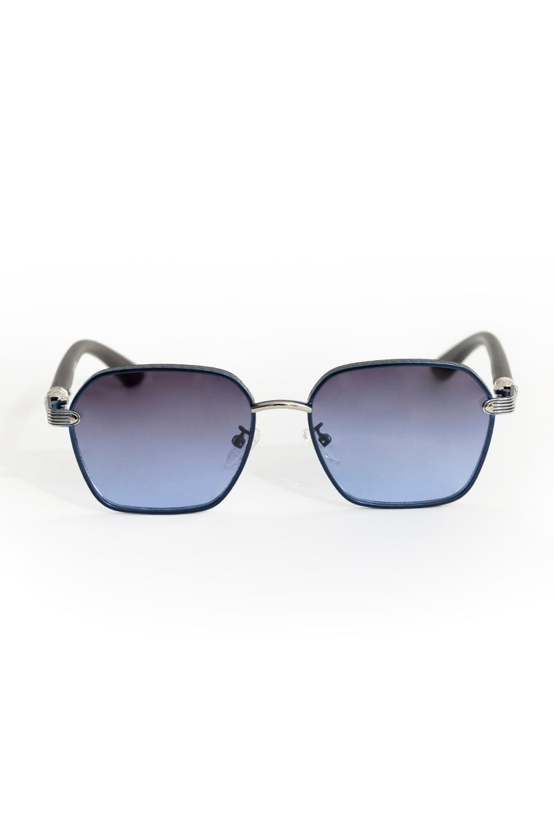 Square Metal Frame Gradient Blue Sunglasses