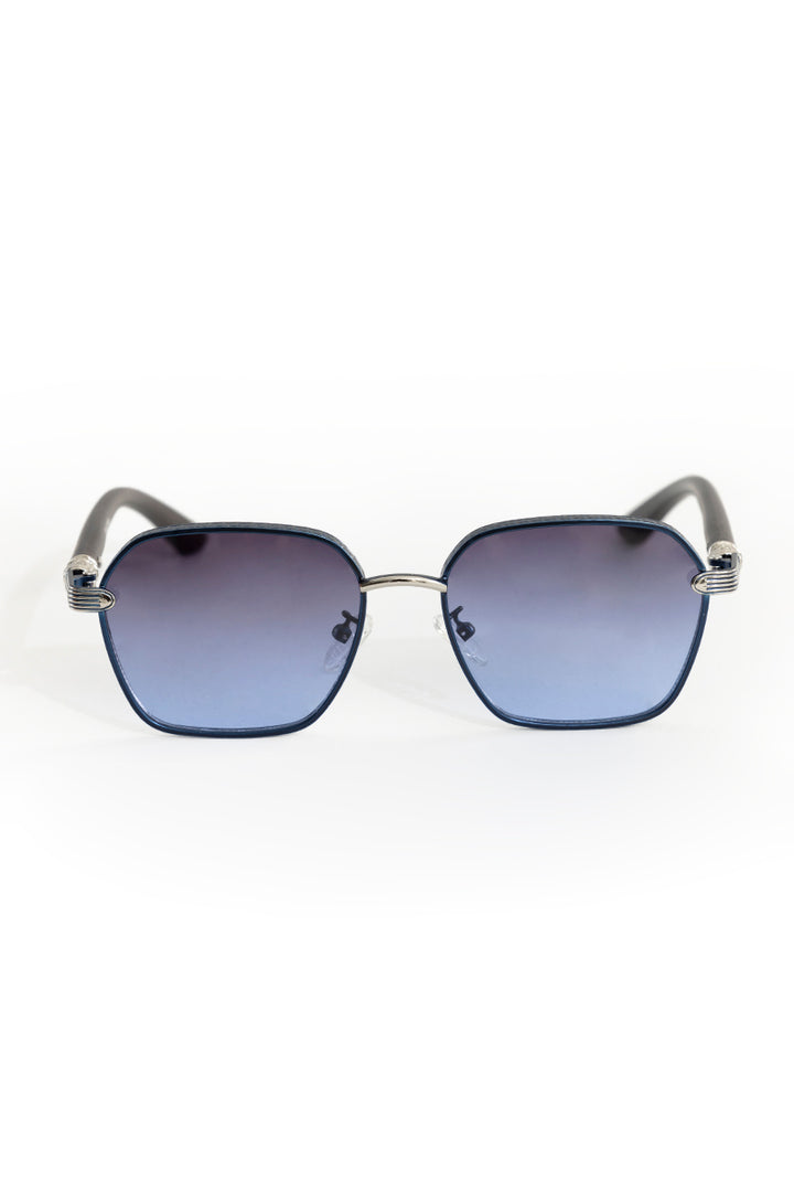 Square Metal Frame Gradient Blue Sunglasses
