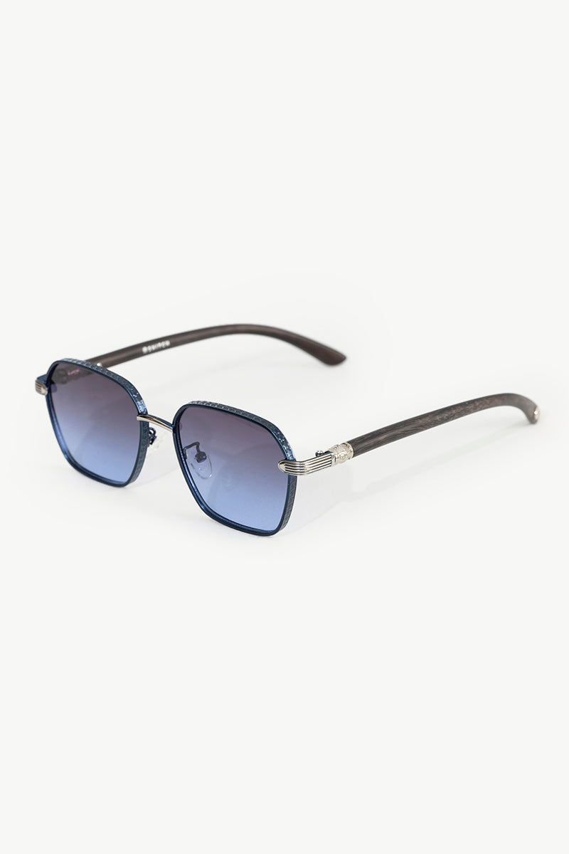 Square Metal Frame Gradient Blue Sunglasses