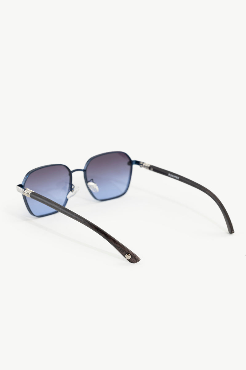 Square Metal Frame Gradient Blue Sunglasses