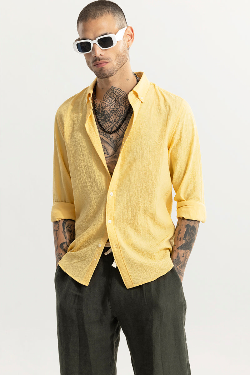 Buy Men's Rufflecrush Yellow Shirt Online | SNITCH