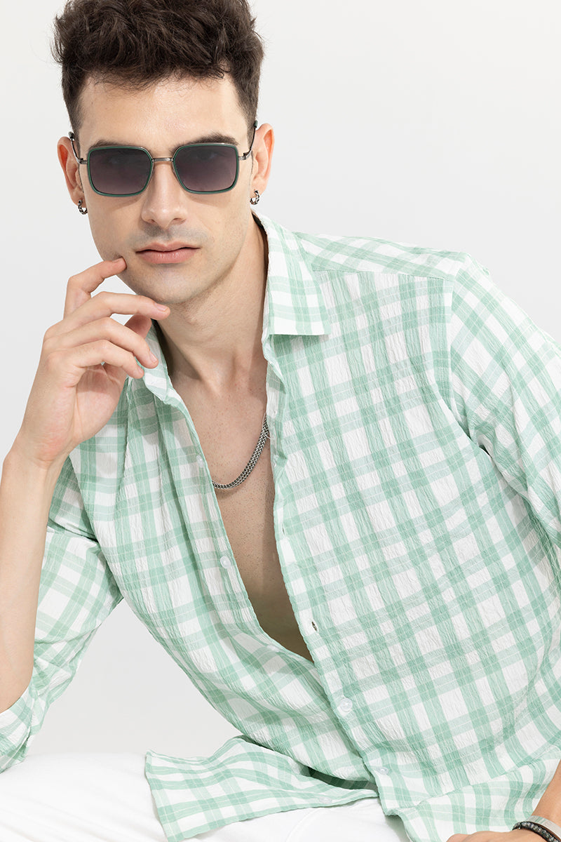 Buy Men s Ruffle Rush Green Check Shirt Online SNITCH