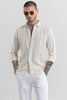 Clasico Stripe Beige Stripe Linen Shirt