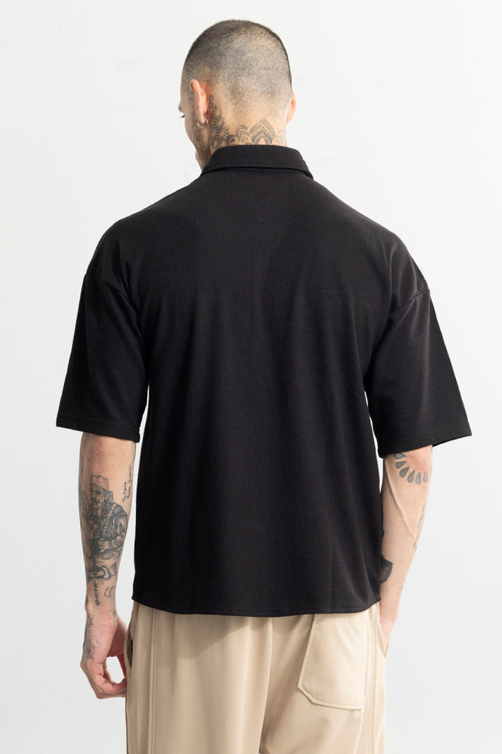 TwinFlap Black Oversized Shirt