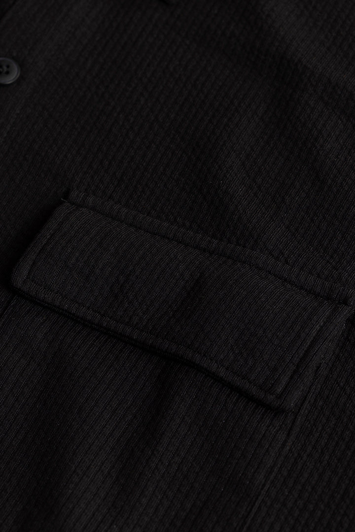 TwinFlap Black Oversized Shirt