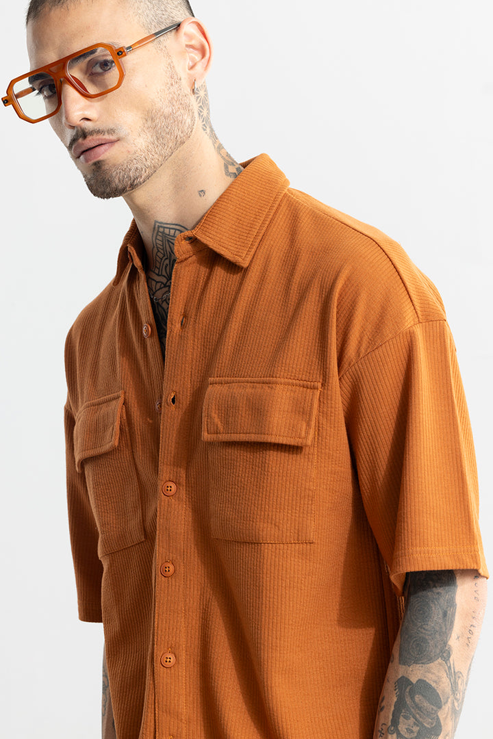 TwinFlap Rustic Orange Oversized Shirt