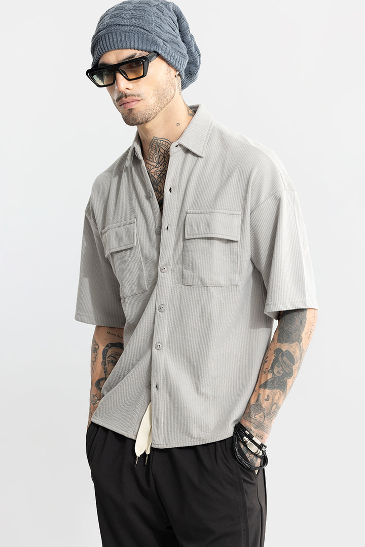 TwinFlap Grey Oversized Shirt