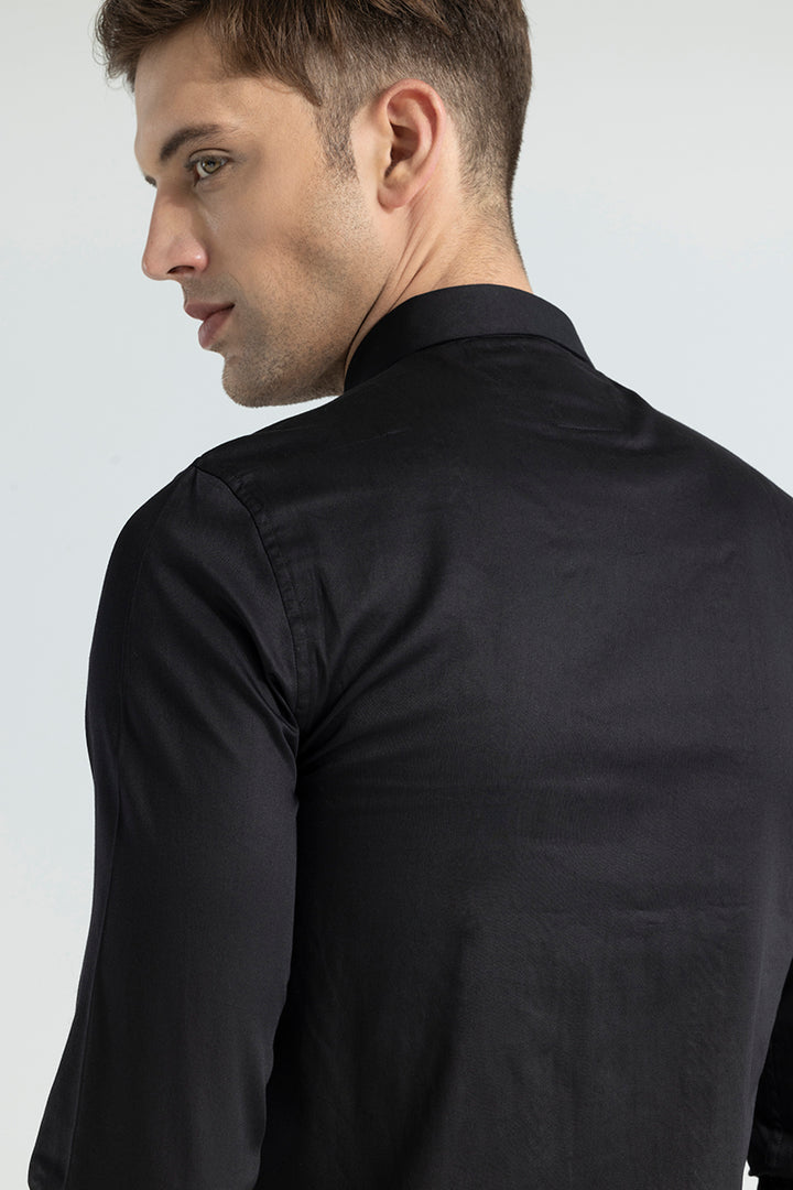 Seamless Strips Beaded Black Shirt