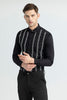 Seamless Strips Beaded Black Shirt