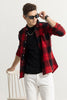 Quadric Charcoal Red Flannel Check Shirt