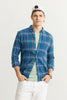 Quadric Charcoal Cobalt Blue Flannel Check Shirt
