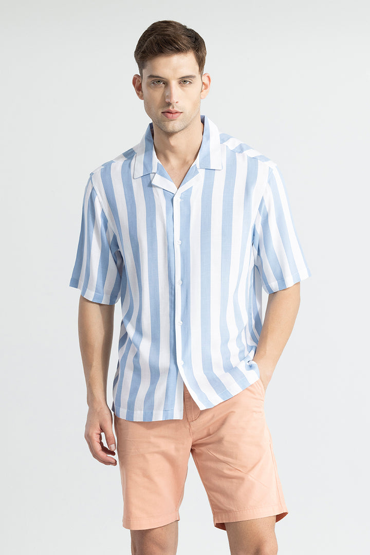 Stripple Stripe Blue Oversized Shirt