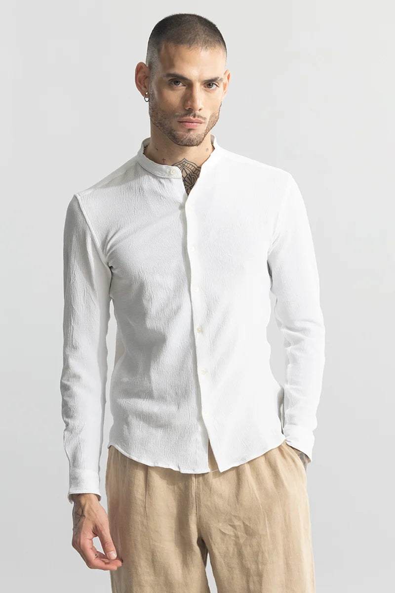 Buy Men's Mini Neckline White Shirt Online | SNITCH