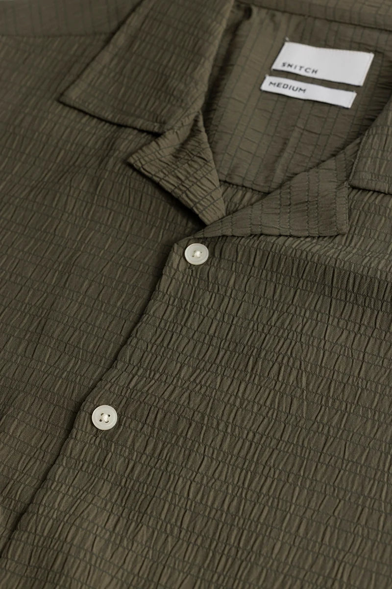 Buy Men's Carno Textured Olive Shirt Online | SNITCH