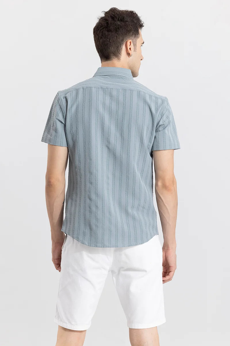 Wrinkled Stripe Blue Shirt