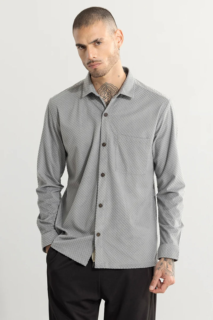 Self Flock Grey Textured Shirt