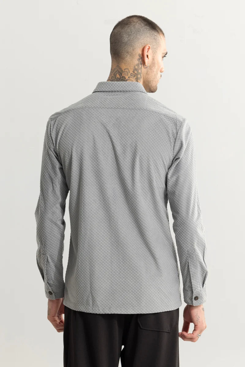 Self Flock Grey Textured Shirt