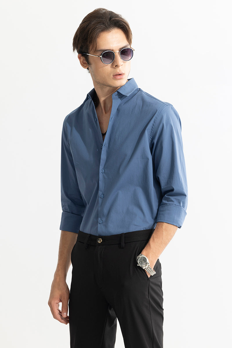Buy Men s Aristo Cobalt Blue Shirt Online SNITCH