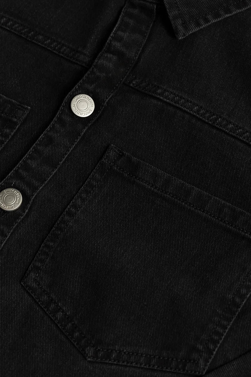 Buy Men's Super Denim Washed Black Shirt Online | SNITCH