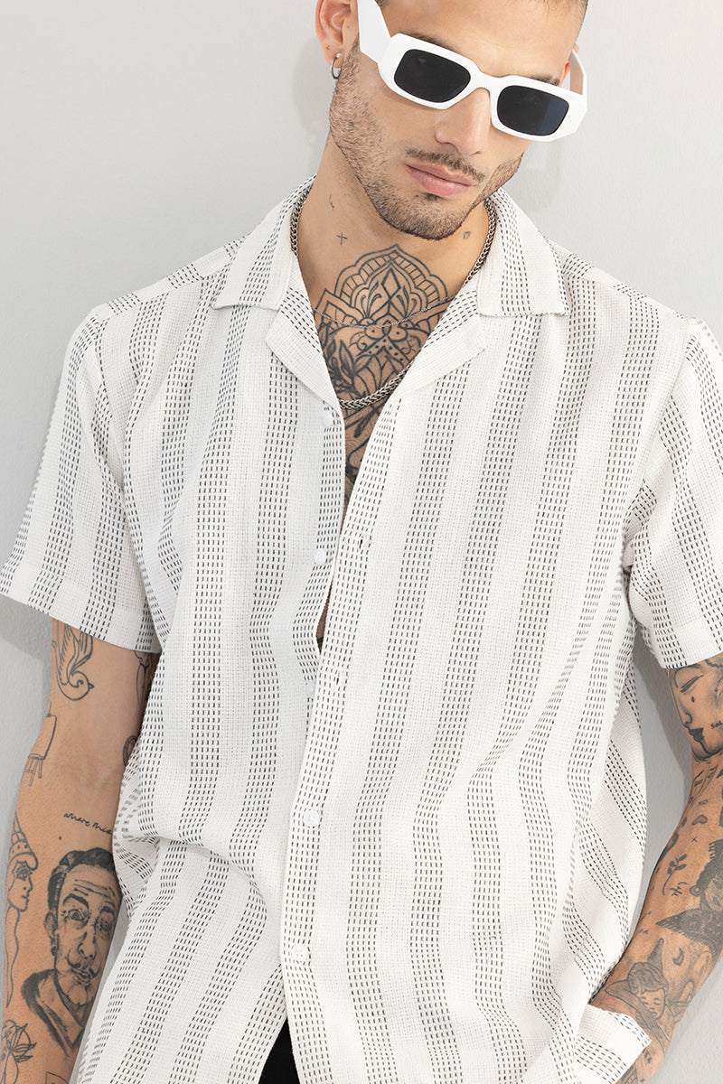 Buy Men's Semestral Stripe White Shirt Online | SNITCH