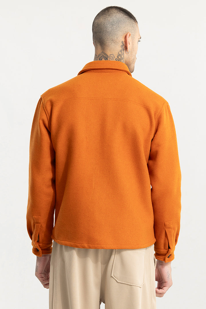 Inferno Burnt Orange Wool Overshirt