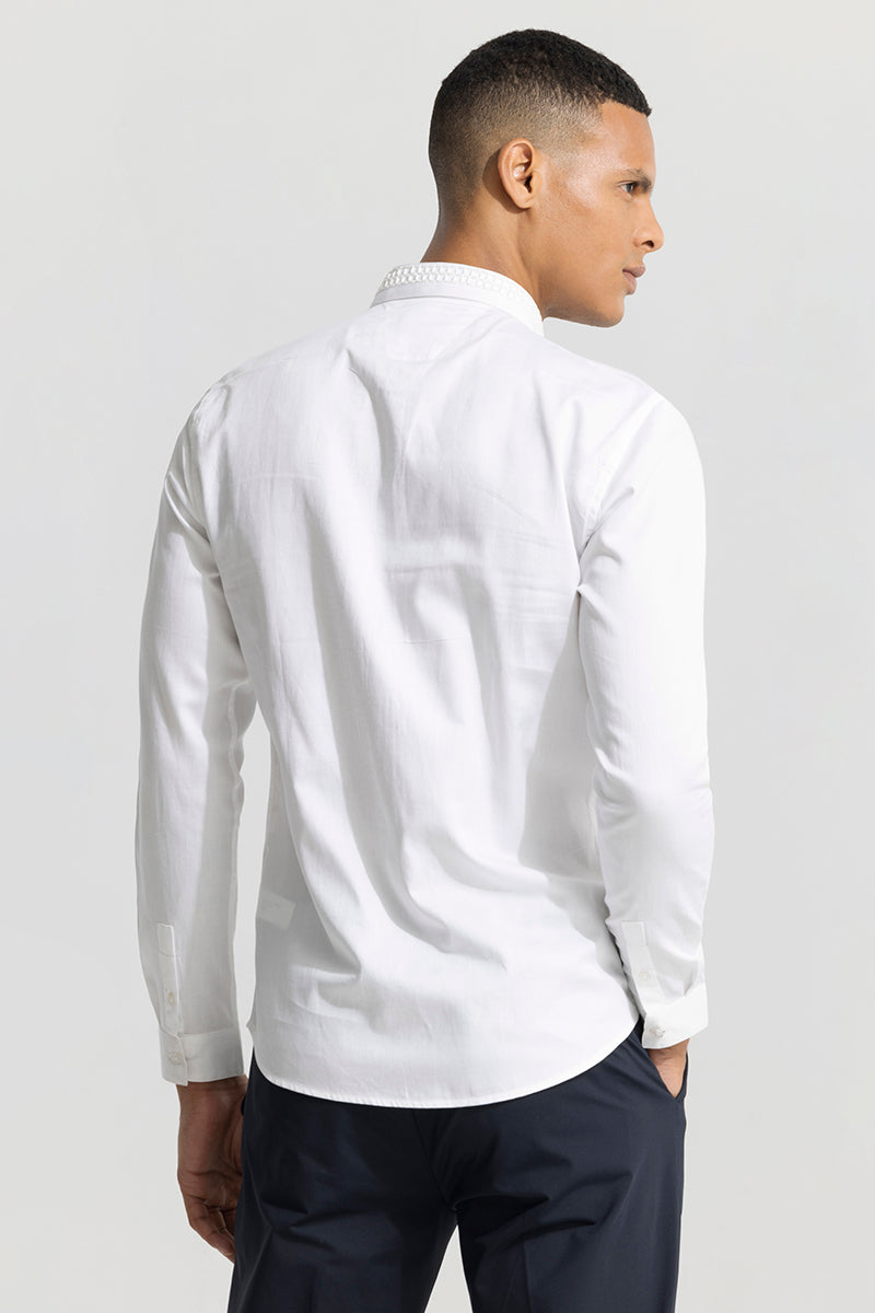 Beaded Line White Shirt