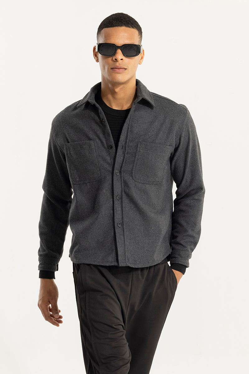 Inferno Anchor Grey Wool Overshirt
