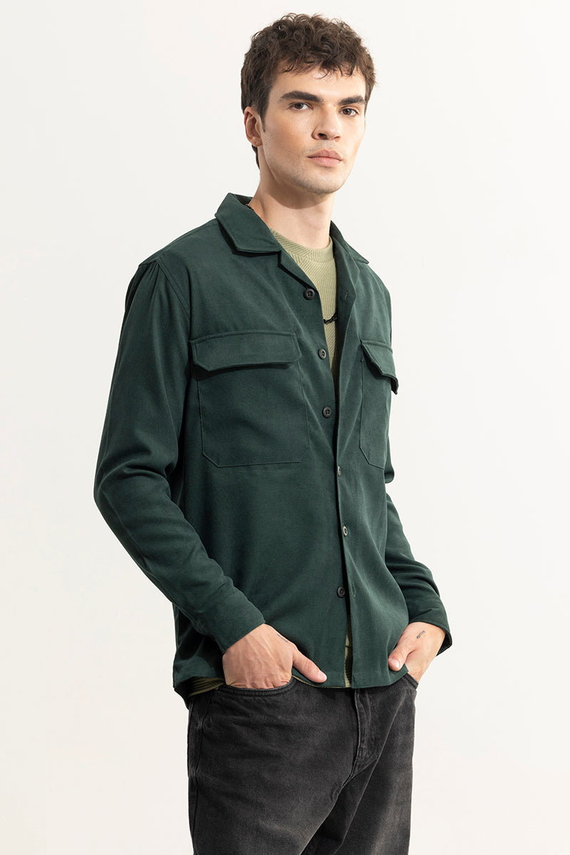 Buy Men's Chenille Green Overshirt Online | SNITCH