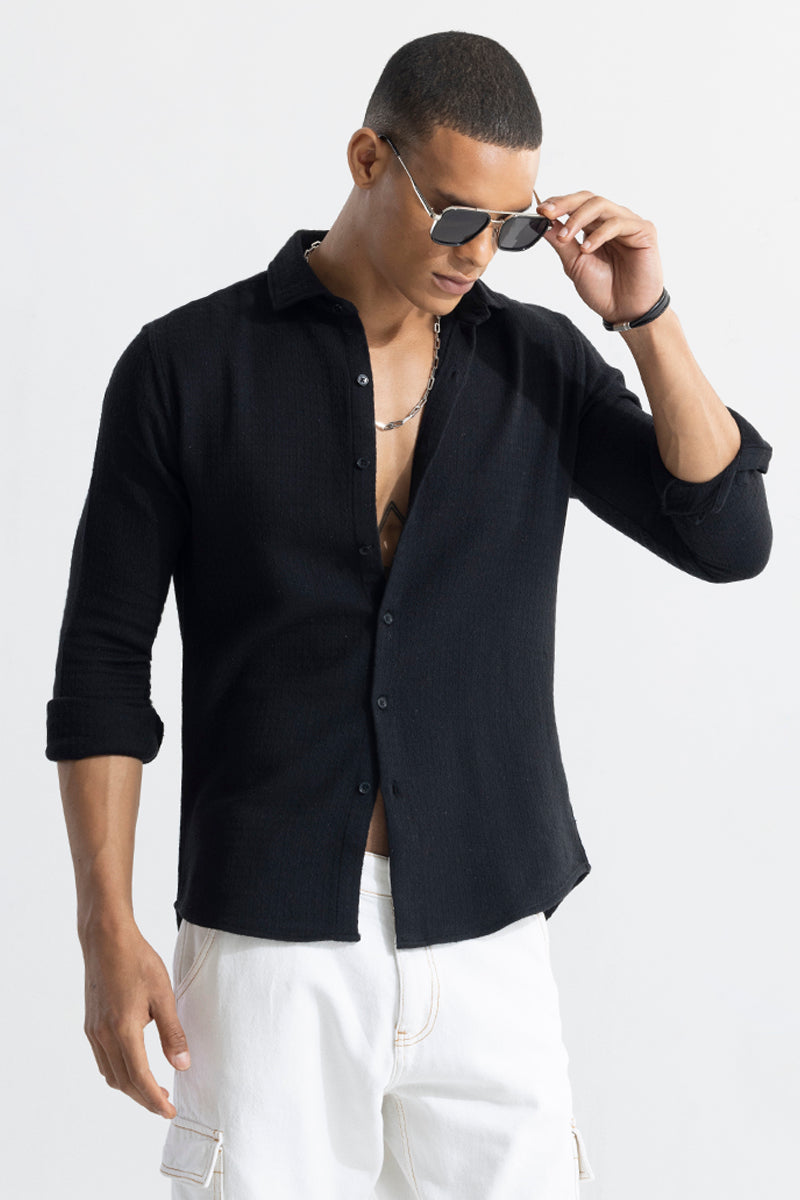 Buy Men s RelaxKnit Black Shirt Online SNITCH