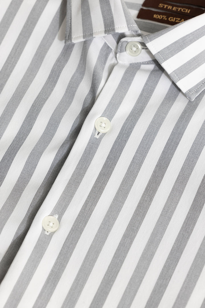 Coastal Stripe Grey Giza Cotton  Shirt