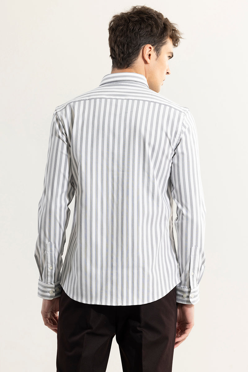 Coastal Stripe Grey Giza Cotton  Shirt