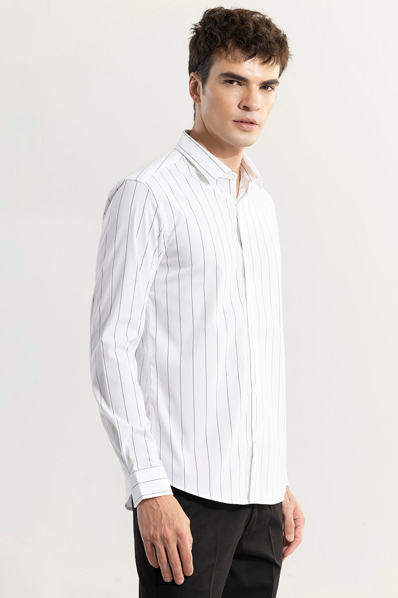 Even Stripe White Giza Cotton Shirt