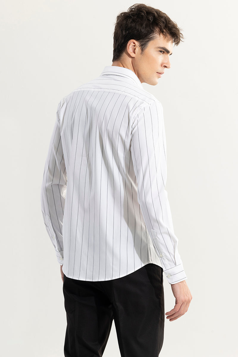 Even Stripe White Giza Cotton Shirt