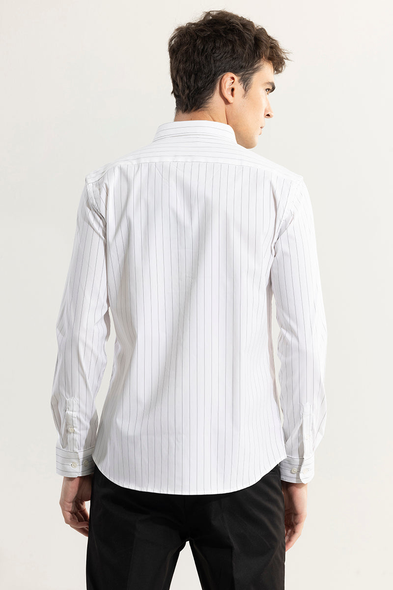 Elegant Stripe White Giza Cotton Shirt