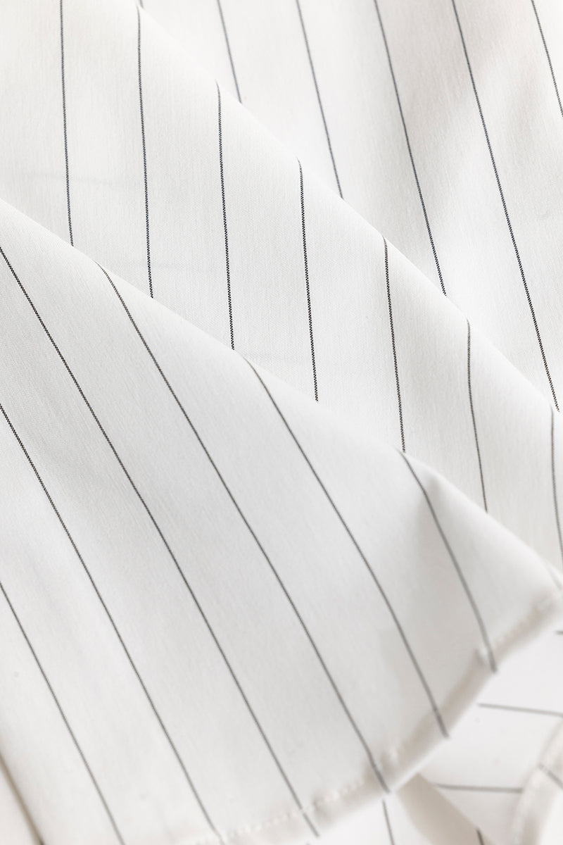 Elegant Stripe White Giza Cotton Shirt