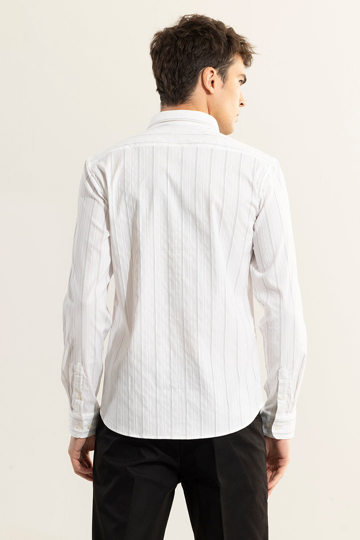 Snowy Stripe White Giza Cotton Shirt