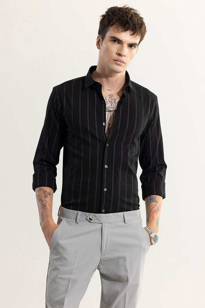 Inkwell Artistry Stripe Black Giza Cotton Shirt