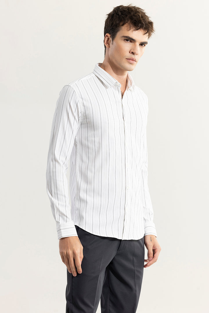 Arctic Stripe White Giza Cotton Shirt