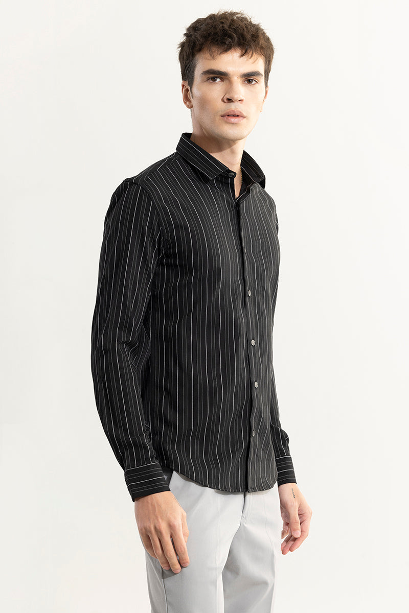 Coal Stripe Black Giza Cotton Shirt