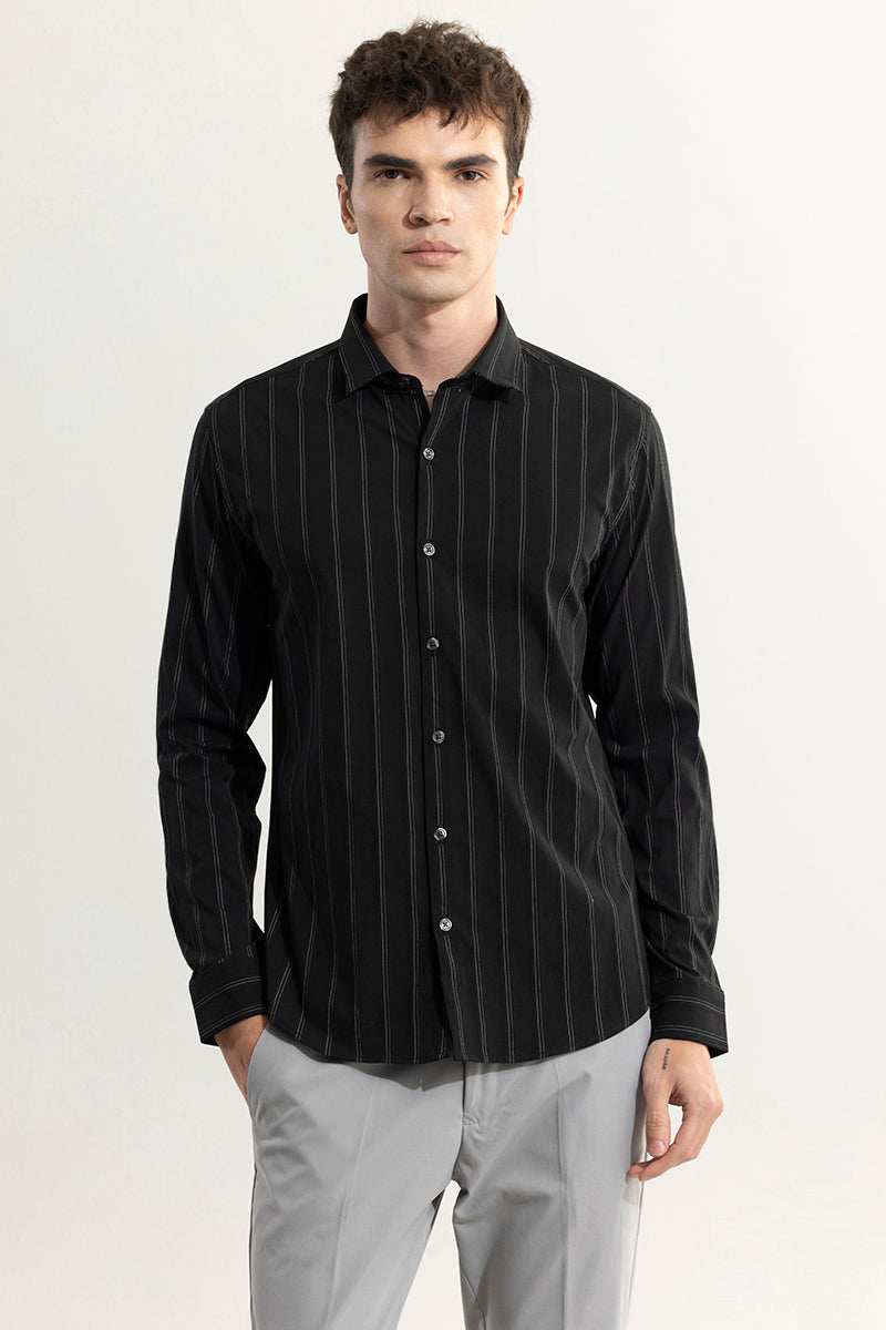 Eclipse Stripe Black Giza Cotton Shirt