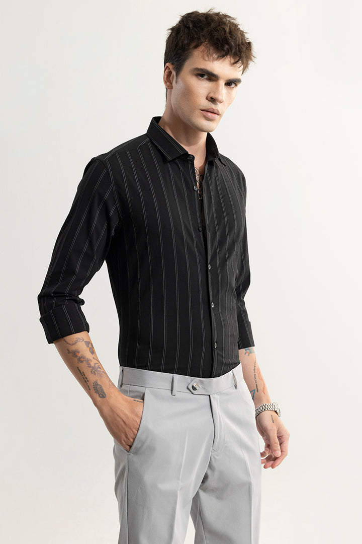 Eclipse Stripe Black Giza Cotton Shirt