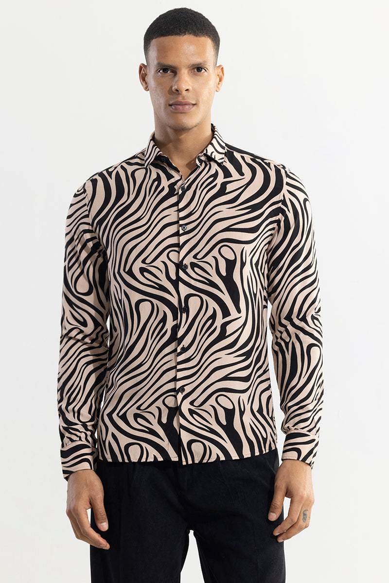 Buy Men's Zebra Wave Beige Shirt Online | SNITCH