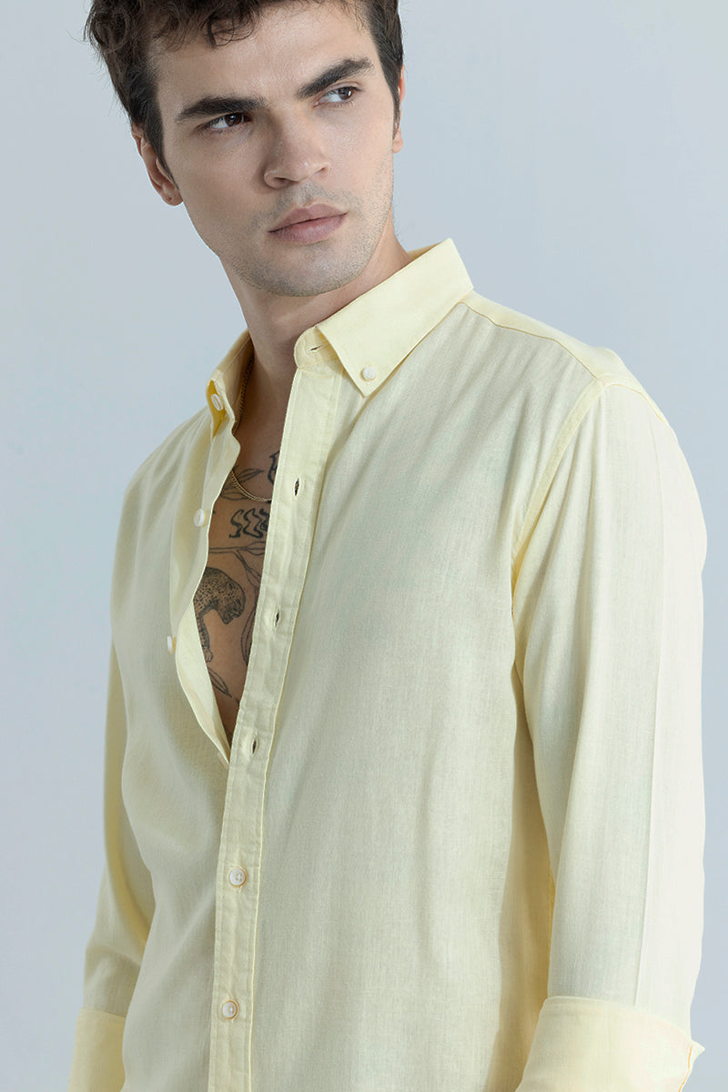Sleek Style Plain Light Yellow Shirt