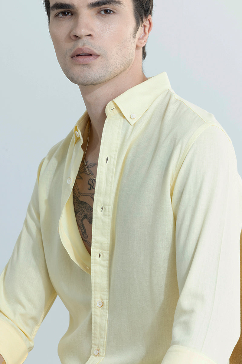 Sleek Style Plain Light Yellow Shirt