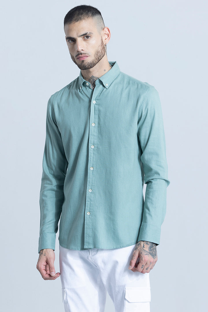 Sleek Style Plain Teal Green Shirt