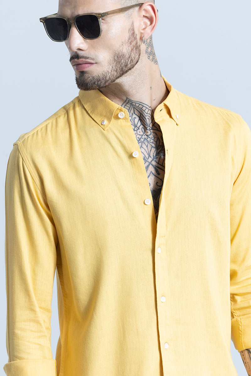 Sleek Style Plain Yellow Shirt