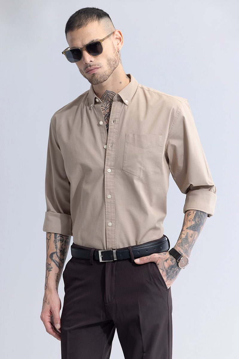 Buy Men's Timeless Tailored Khaki Shirt Online | SNITCH